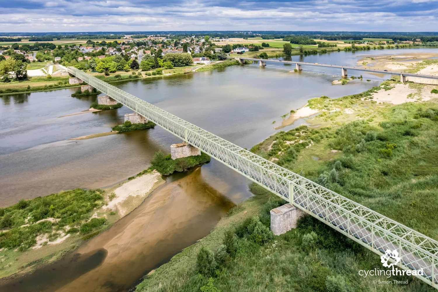 Railway bicycle bridge over the Loire River