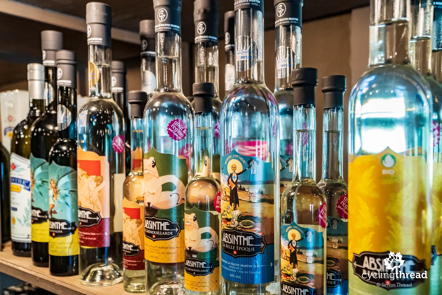 Bottles of absinthe from the Swiss Jura