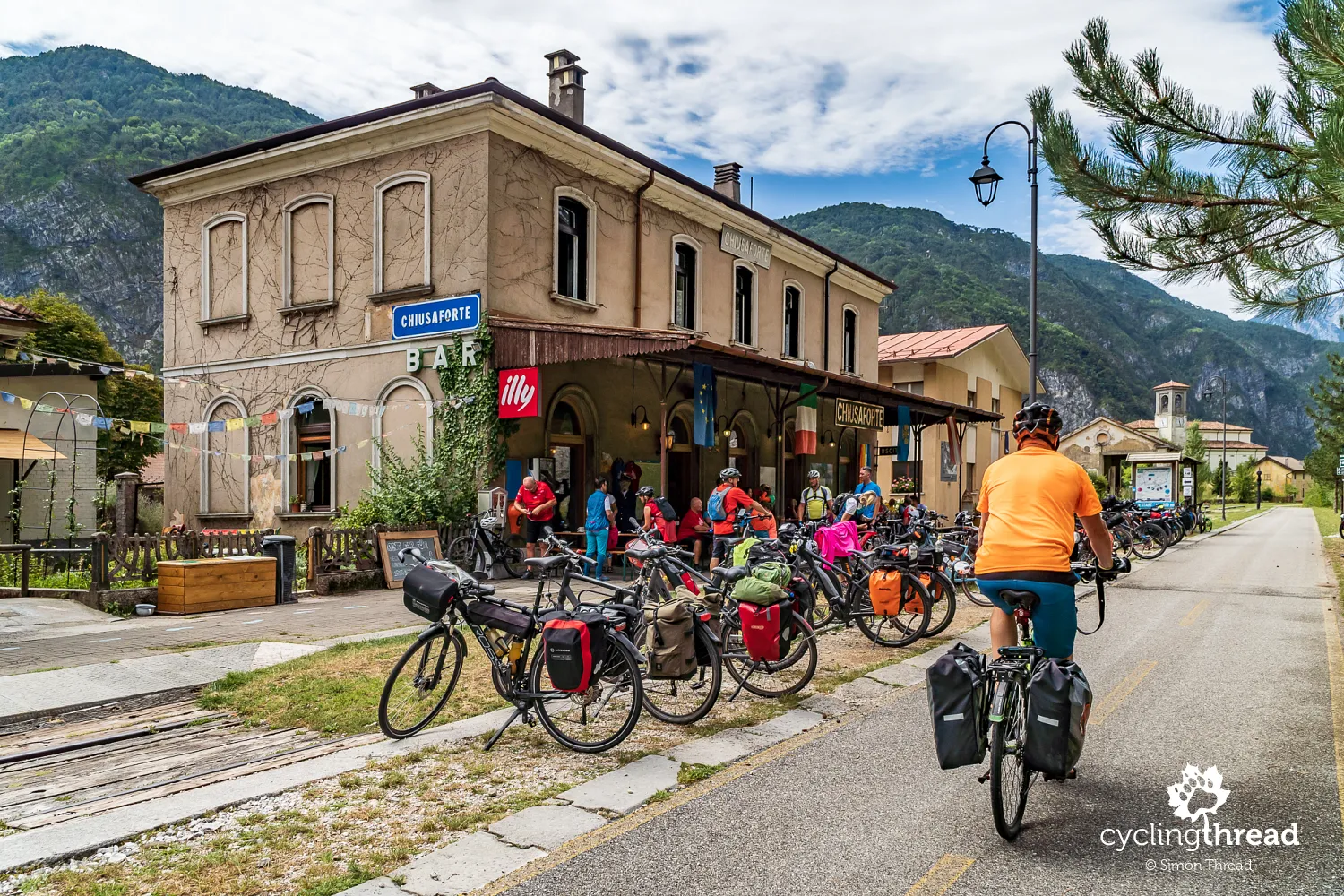 Café in the old train station in Chiusaforte