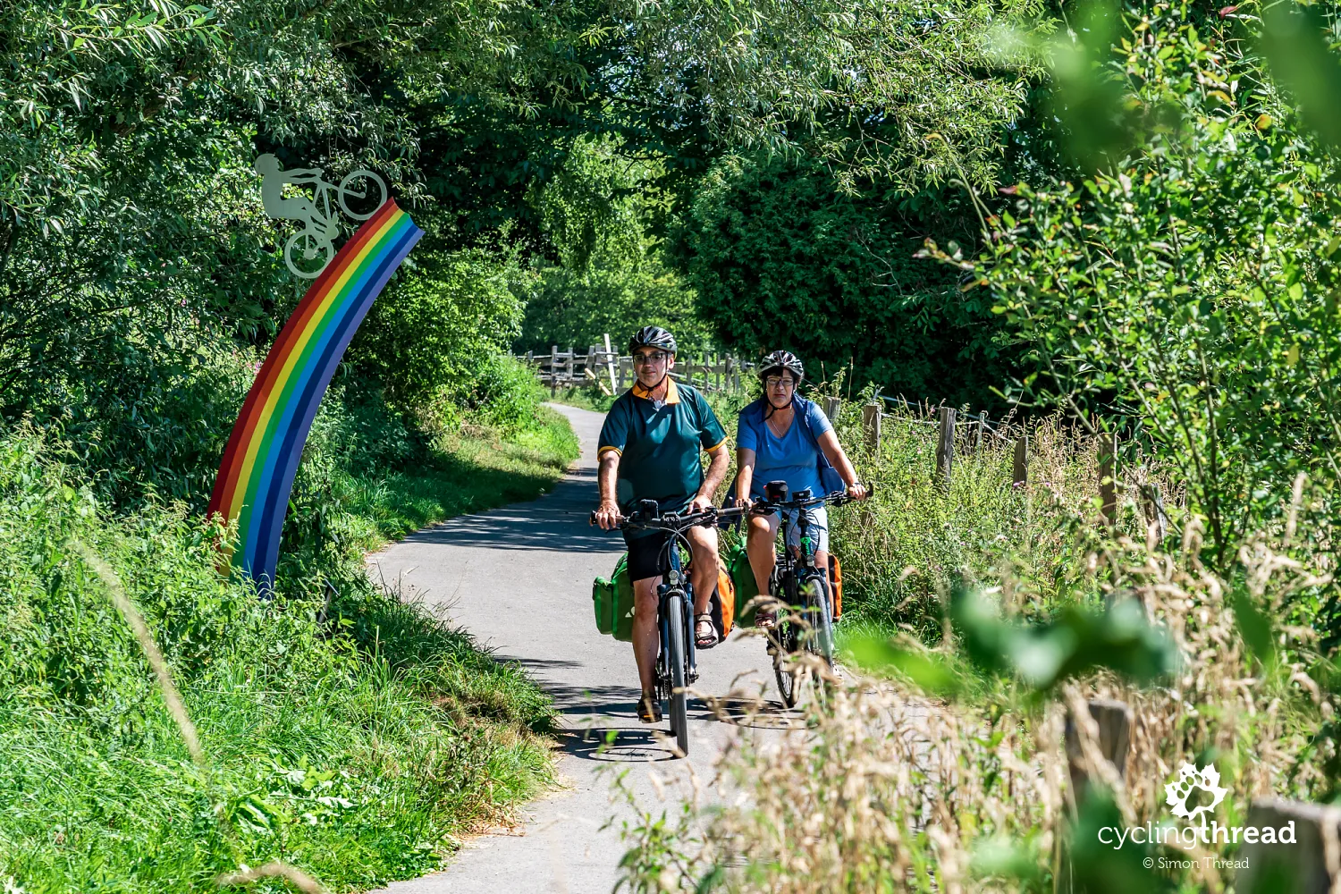 A colourful rainbow beside the cycle path