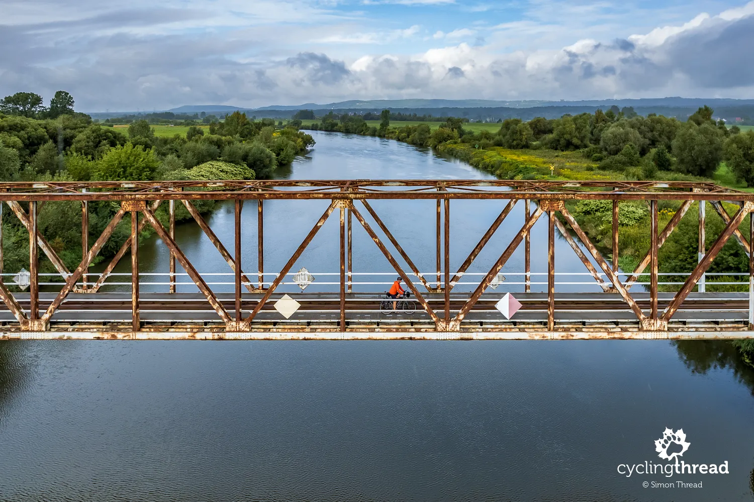 Cycling on the bridge in Okleśna