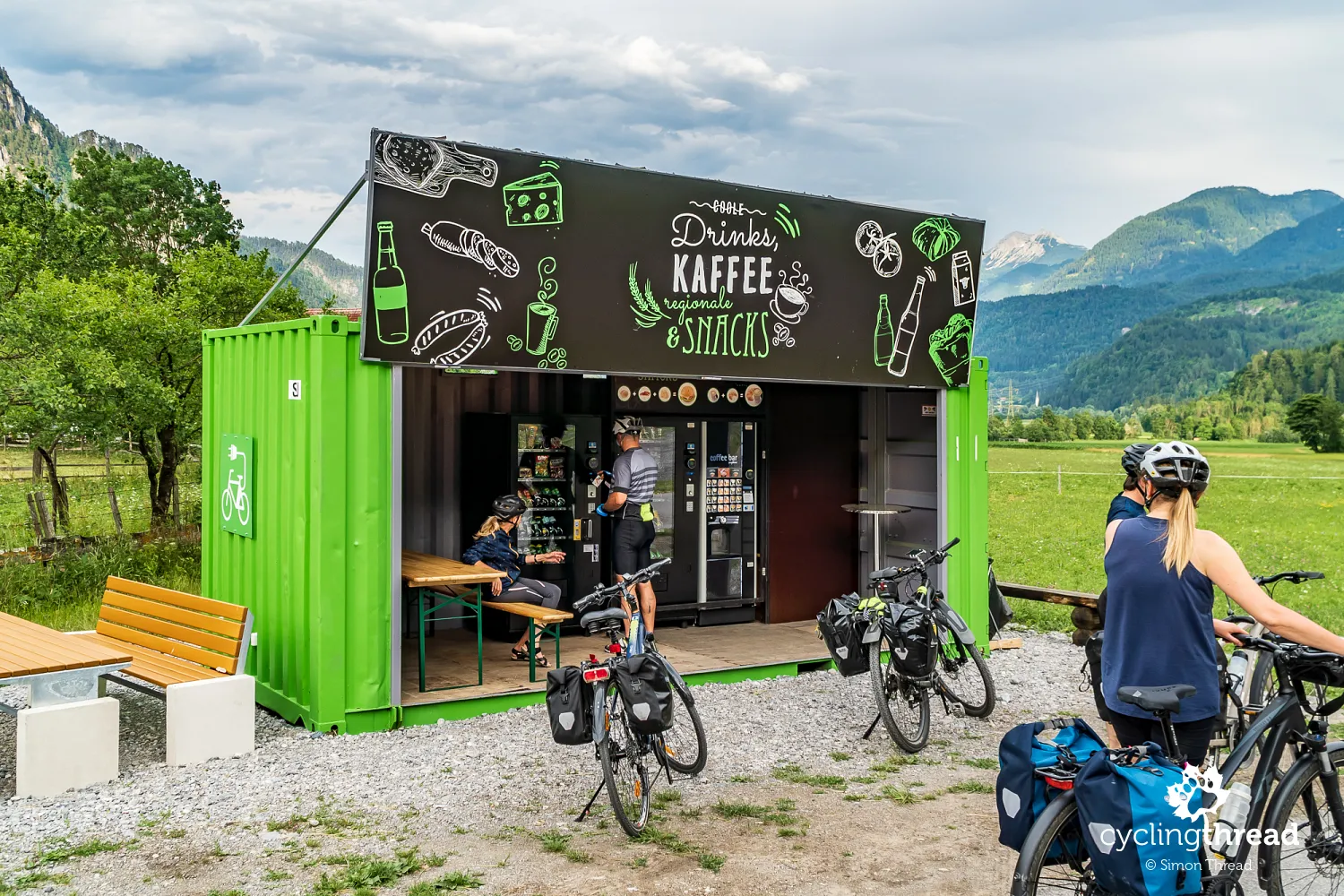 Cyclist service point in a container