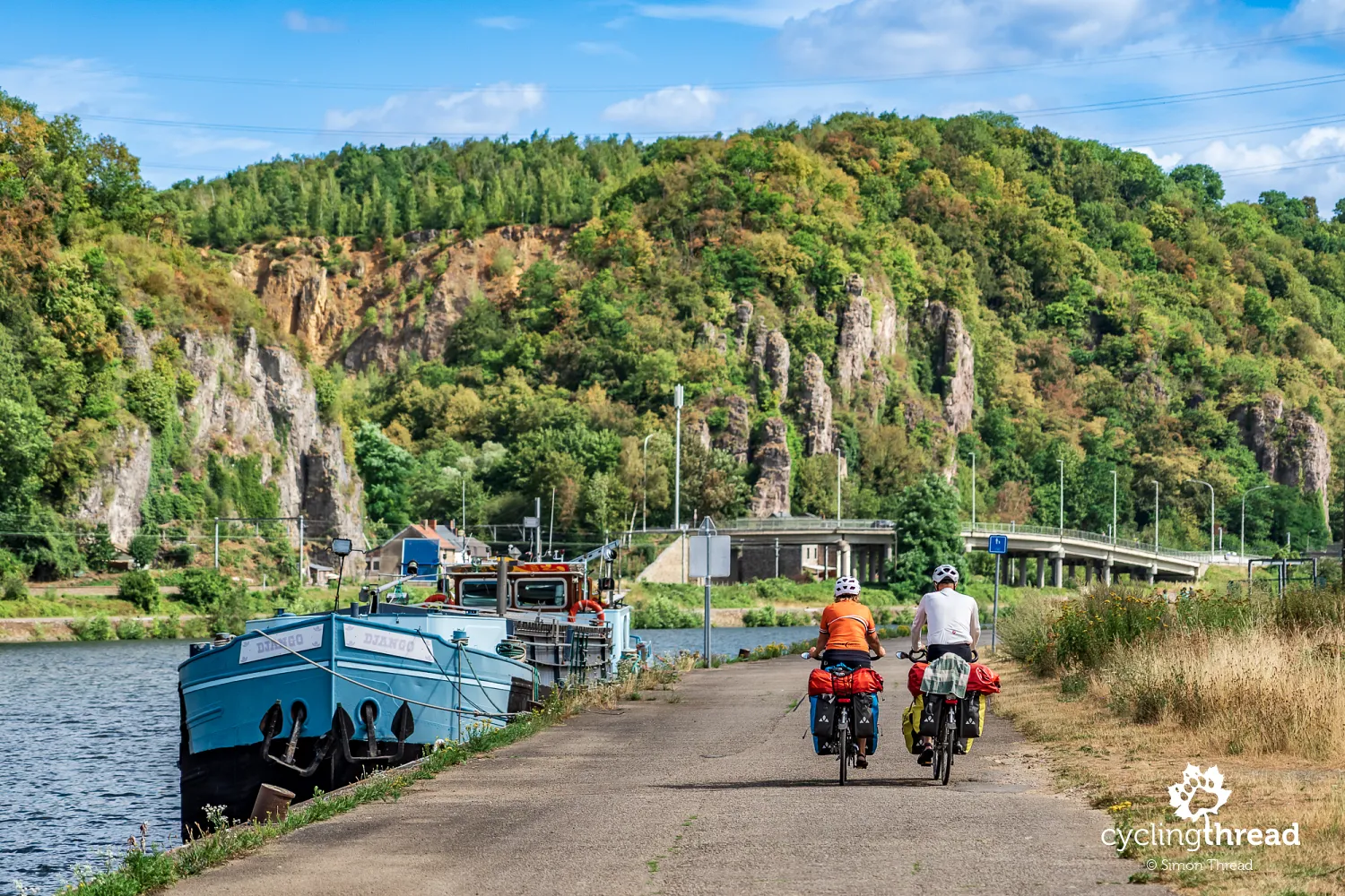 Cyclists on the Meuse Route in Belgium