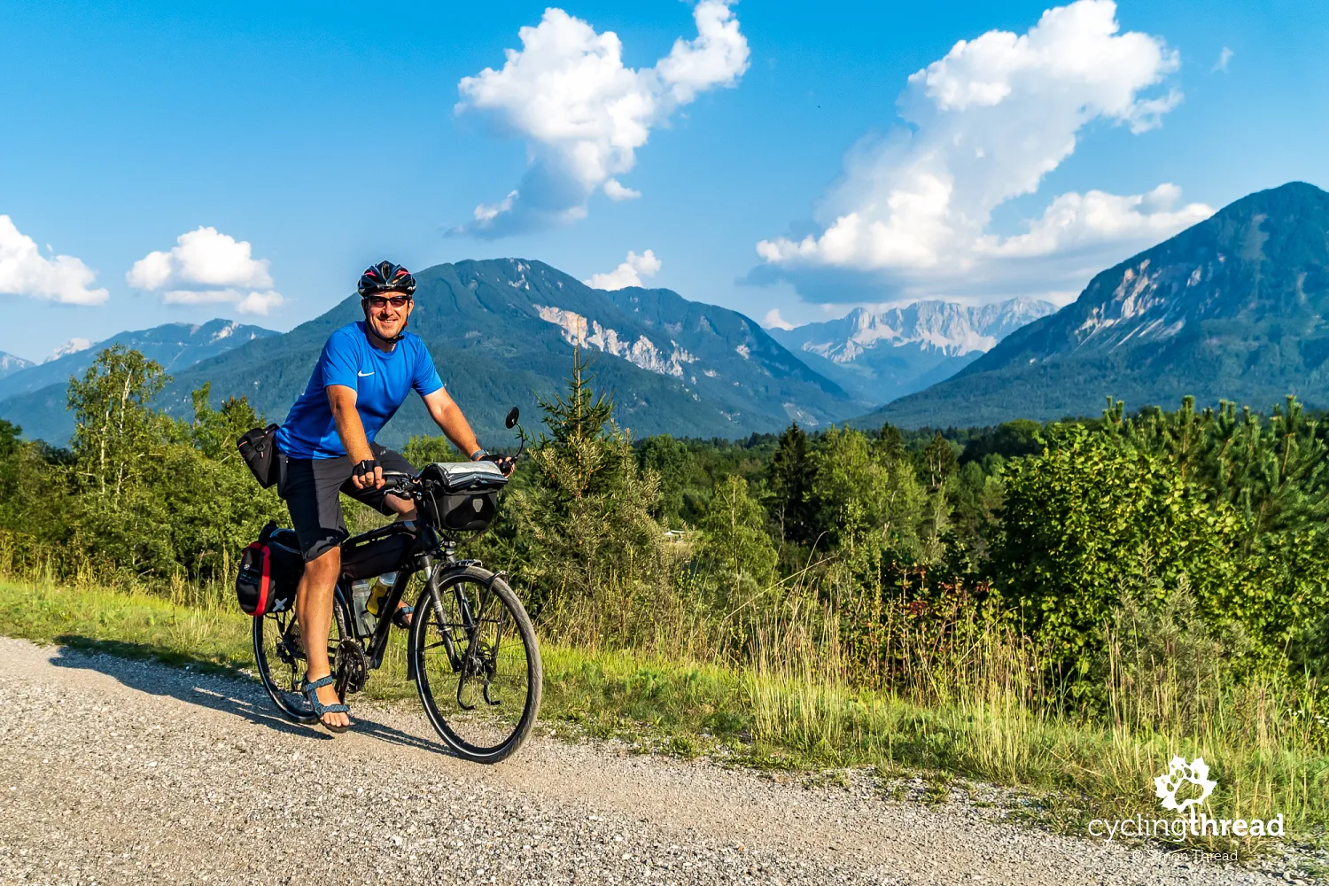 Drava Bike Path with Karawanks in the background