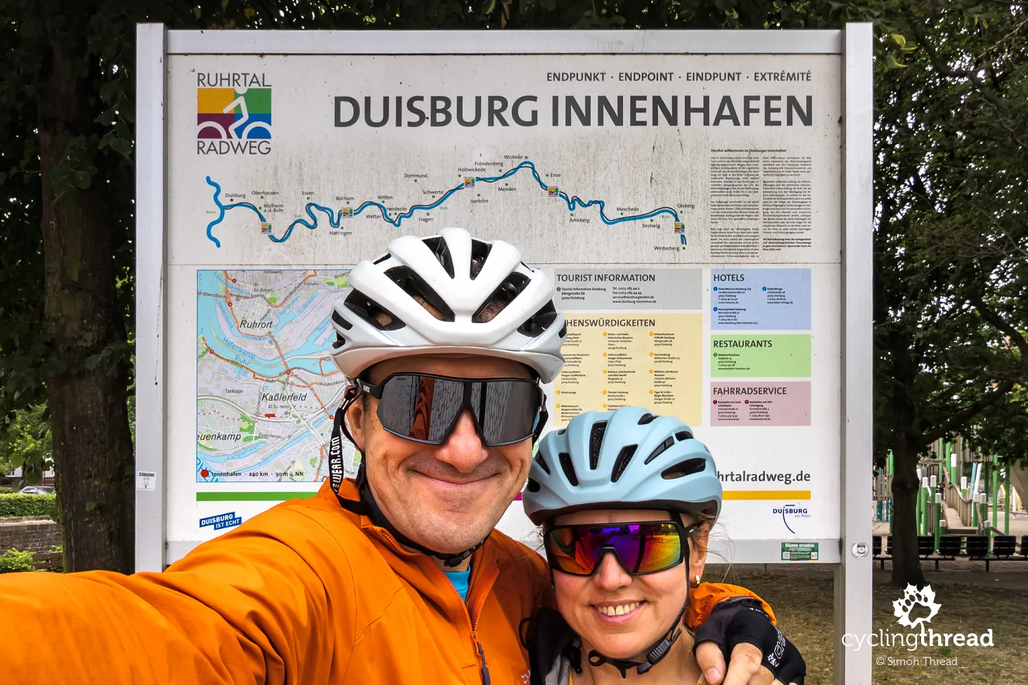 The end of the Ruhr Valley Cycle Route in Duisburg