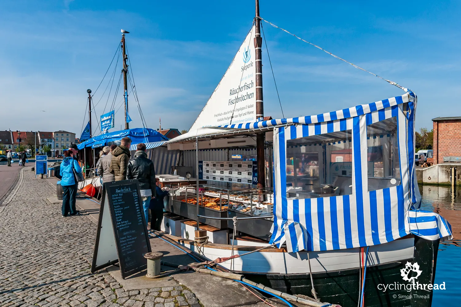 Fish shop on a fishing boat in Wismar
