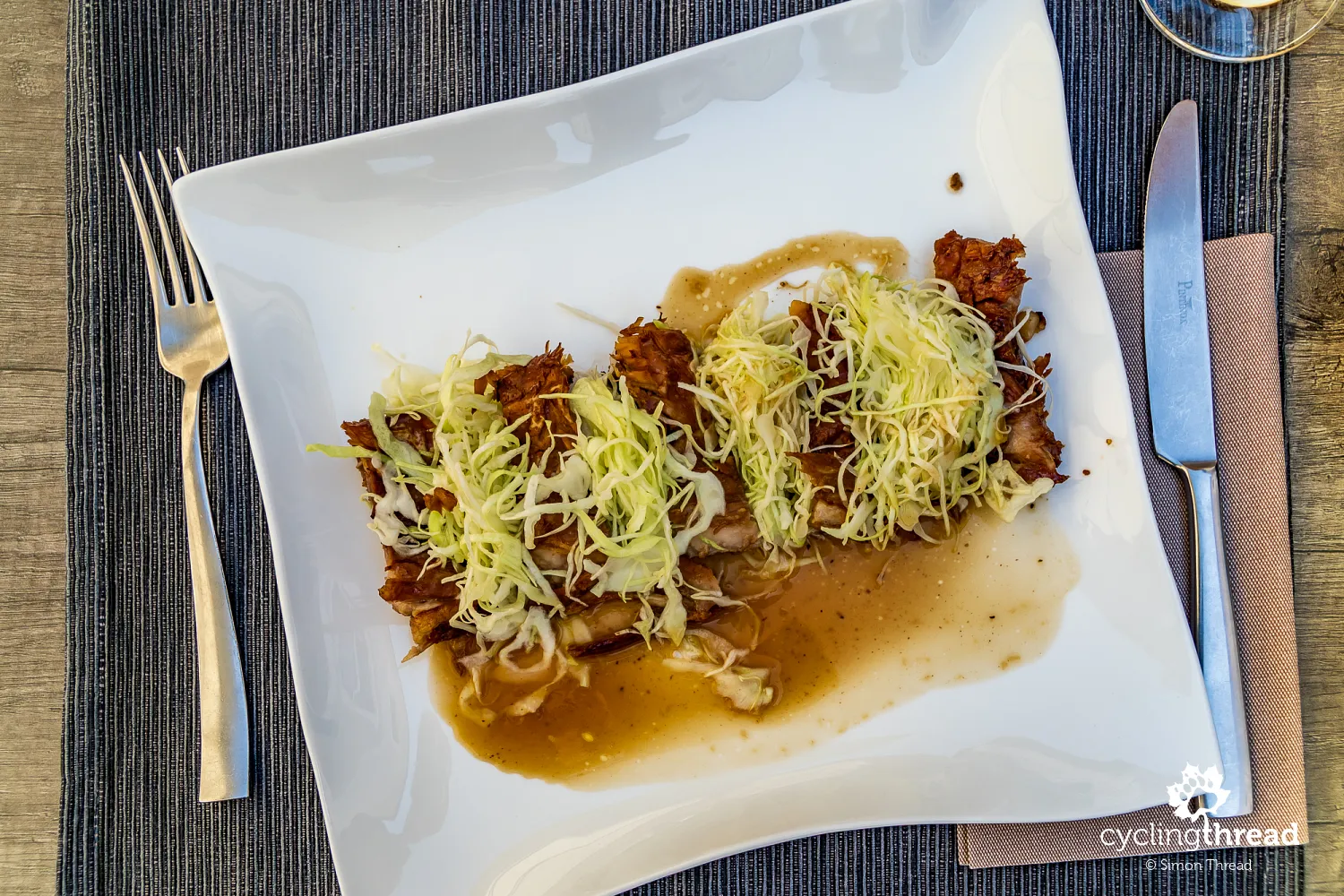 Goat ribs with cabbage, honey, ginger and saffron oil