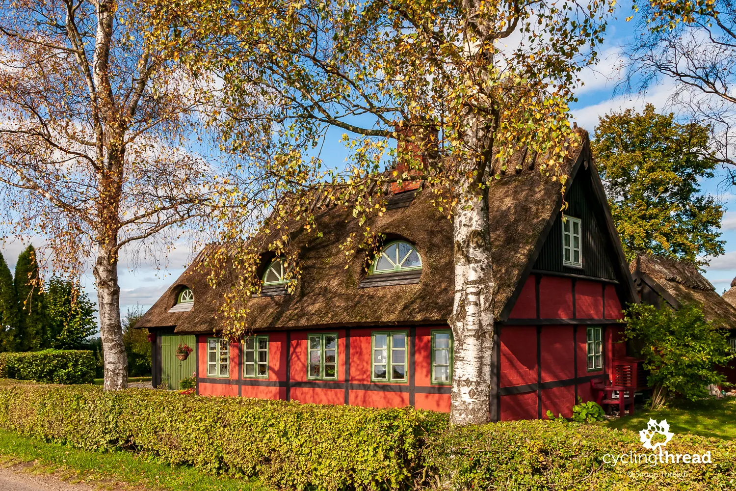 Houses built from limestone blocks from Stevns Klint