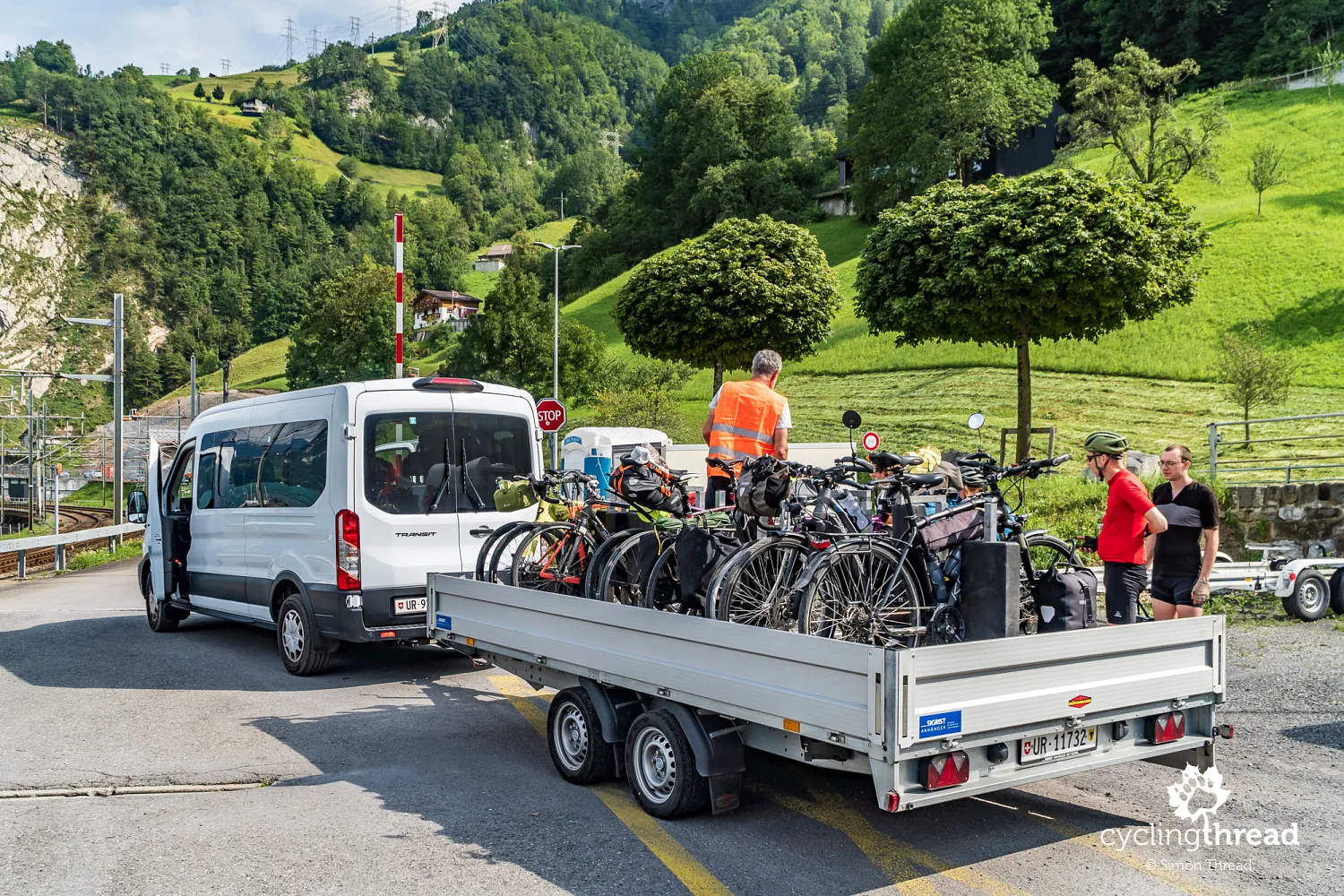 Replacement bike transport on Axenstrasse in Switzerland