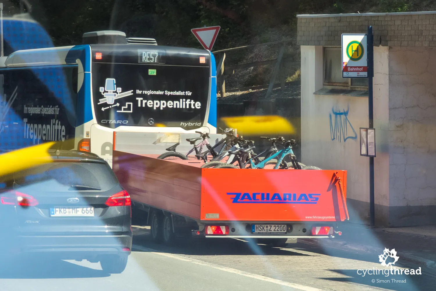 A replacement bus for cyclists on the RE57 train route