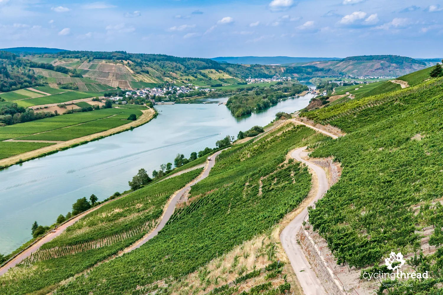 Roads through the vineyards along the Moselle