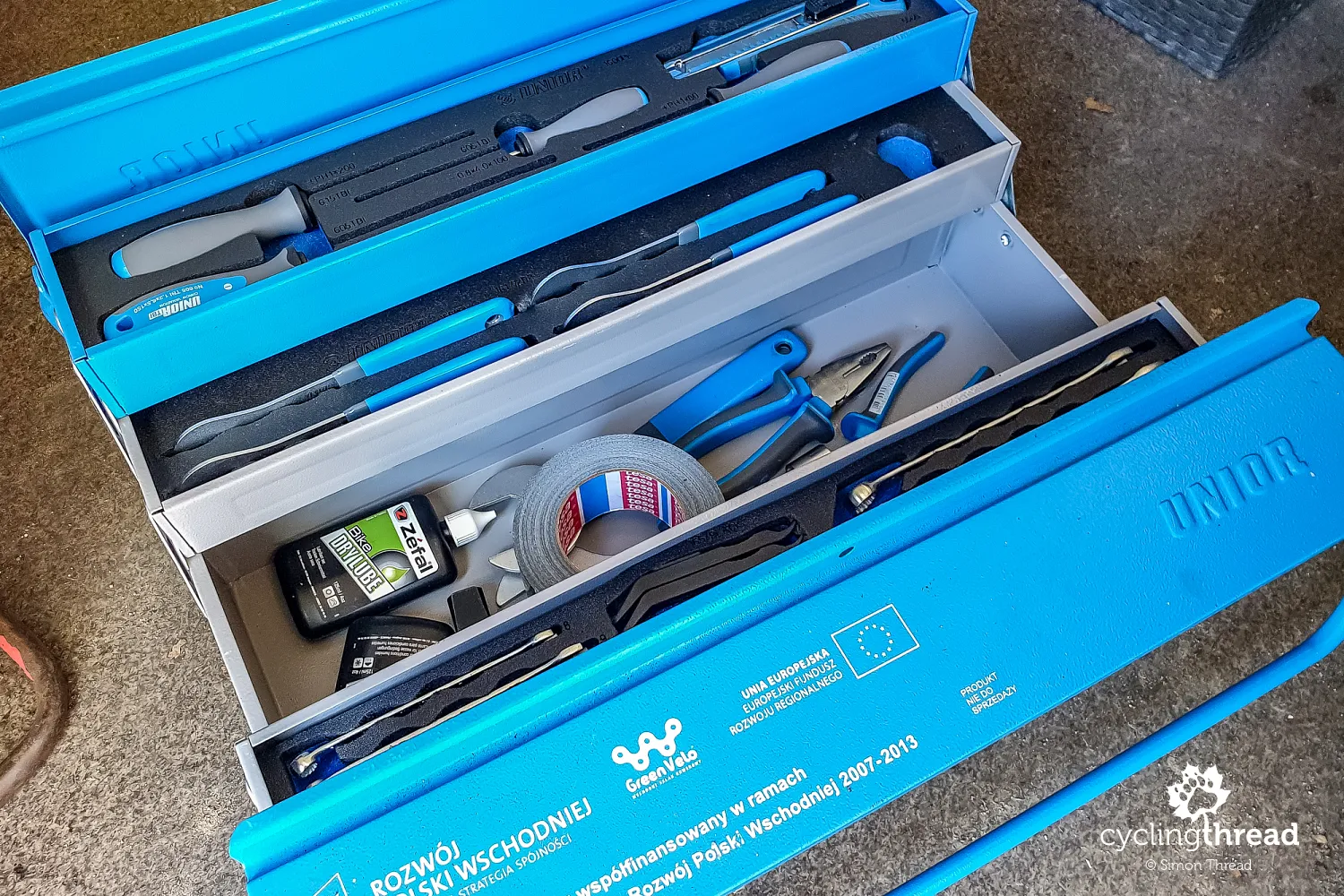 Toolbox for bicycle repairs on the Green Velo route