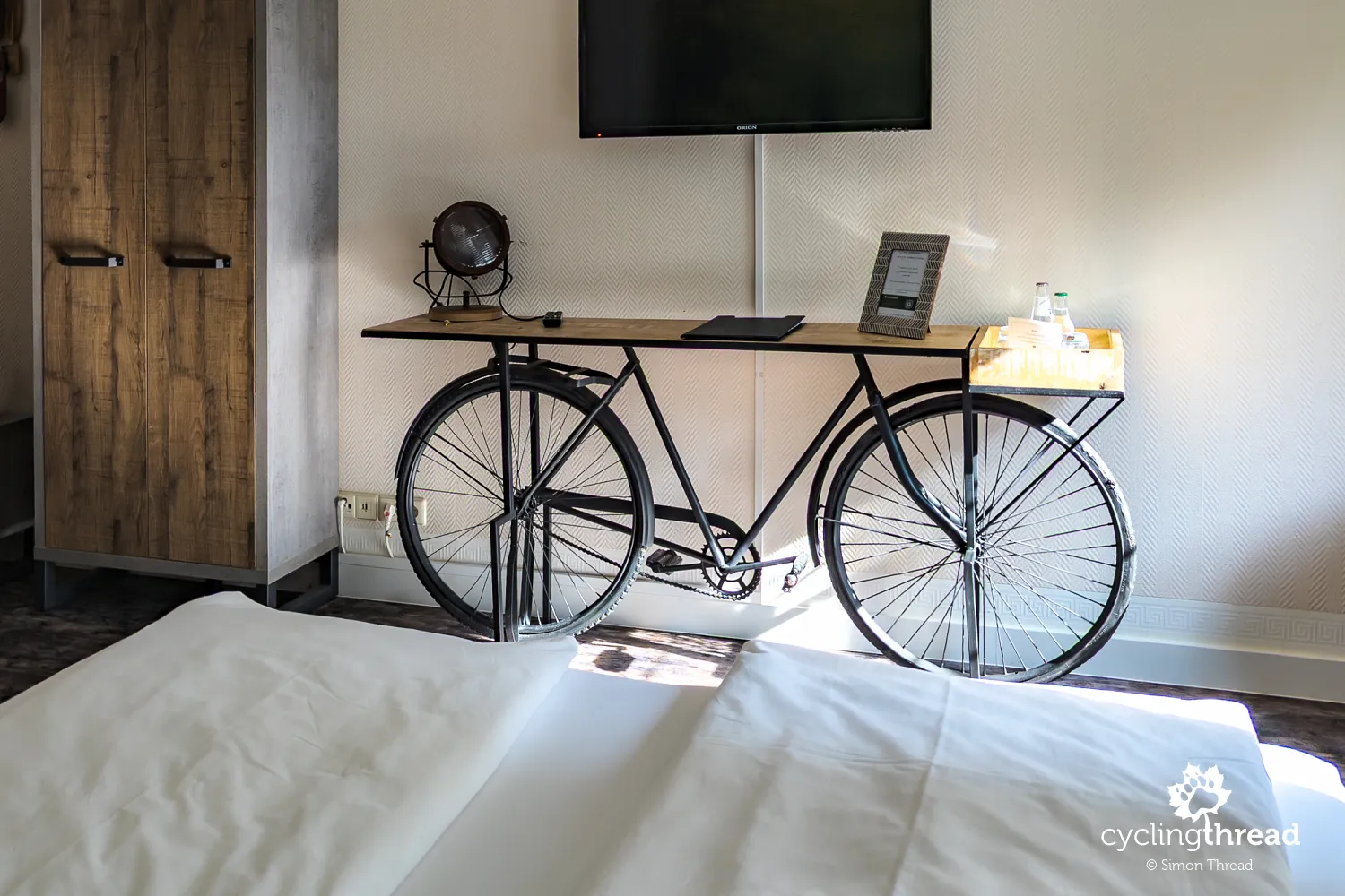 A unique bicycle table at a hotel in Cottbus