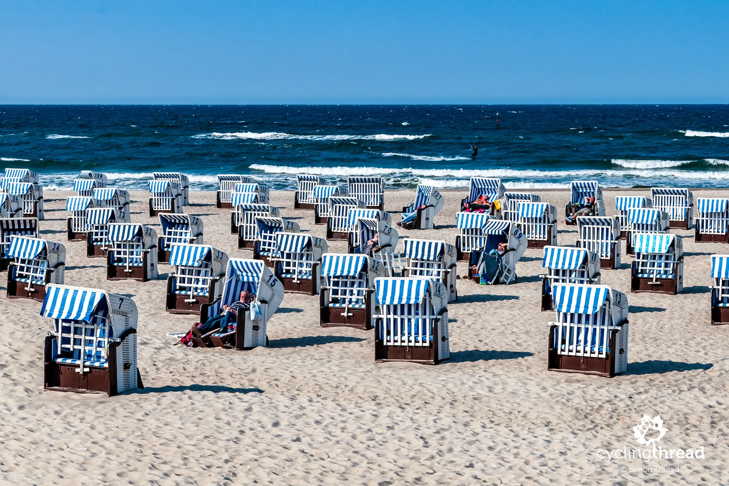 Wicker beach chairs on the Baltic coast