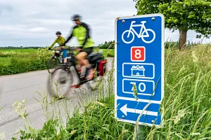 Cycle route signage on&nbsp;Funen in&nbsp;Denmark