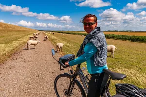 Cycling route in the Netherlands along the flood barriers