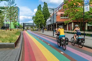 Rainbow cycle path at Utrecht University
